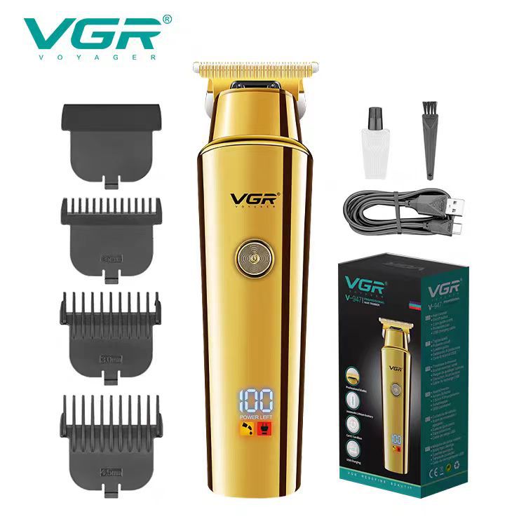 VGR947 크로스보더 남성용 오일헤드 커팅 및 조각용 초장시간 사용 가능한 이발기, 스마트 디지털 디스플레이 미용실용 전기 이발기