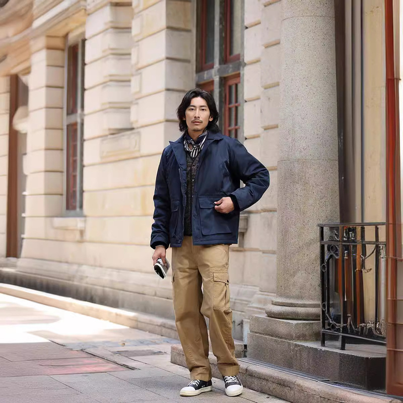 OKONKWO Winter AL-1 Navy Aviator Jacket Coat Men's Wool Thickened Flying Suit OKONKWO Winter AL-1 Navy Aviator Jacket Coat Men's Wool Thickened Flying Suit