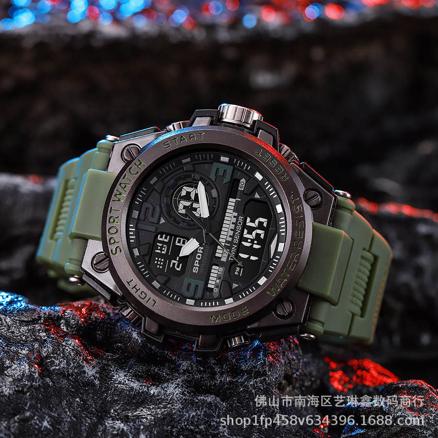 Tendencia de la moda 6024 deportes al aire libre reloj a prueba de golpes niños y niñas multi-funcional impermeable luminoso reloj electrónico