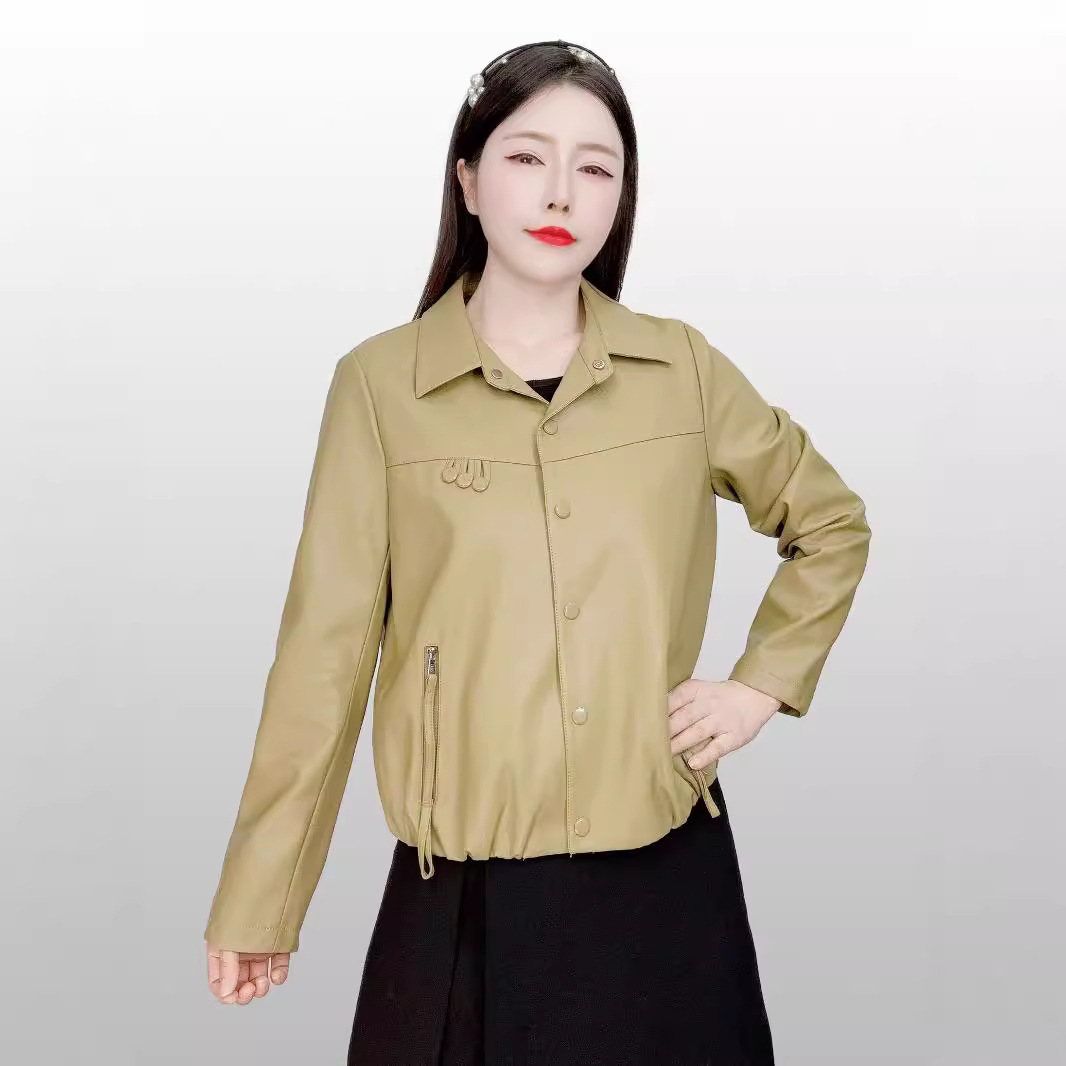 2024年早秋皮衣新款气质百搭女士上衣设计感汉派品牌女装外套