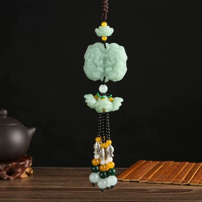 Peace Pixiu Pendant Wholesale — Car hanging - light-jade-car-hanging-double-sided-pixiu