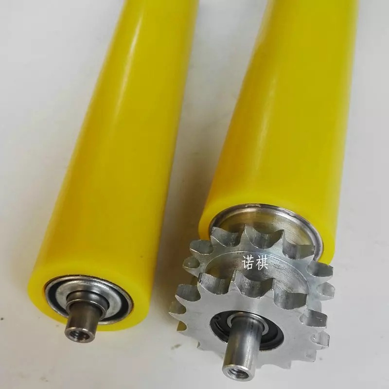 不锈钢包胶缓冲托辊 包橡胶聚氨酯链轮滚筒 流水线输送机无动力