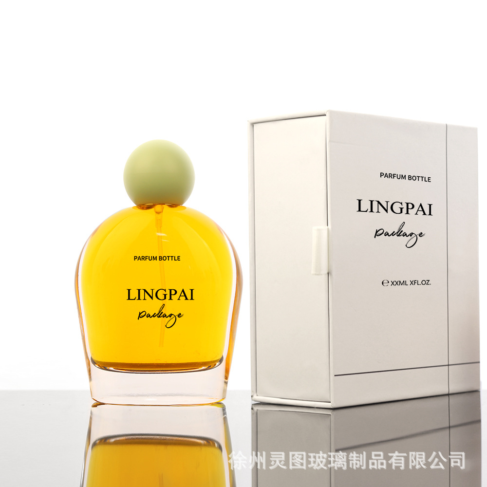 批发玻璃香水瓶分装瓶100ml高级喷雾瓶卡口轻奢风扁圆肩形化妆品