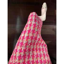 冬季新款配毛衣高腰格子直筒粗花呢小香风时尚千鸟格半身裙女春秋