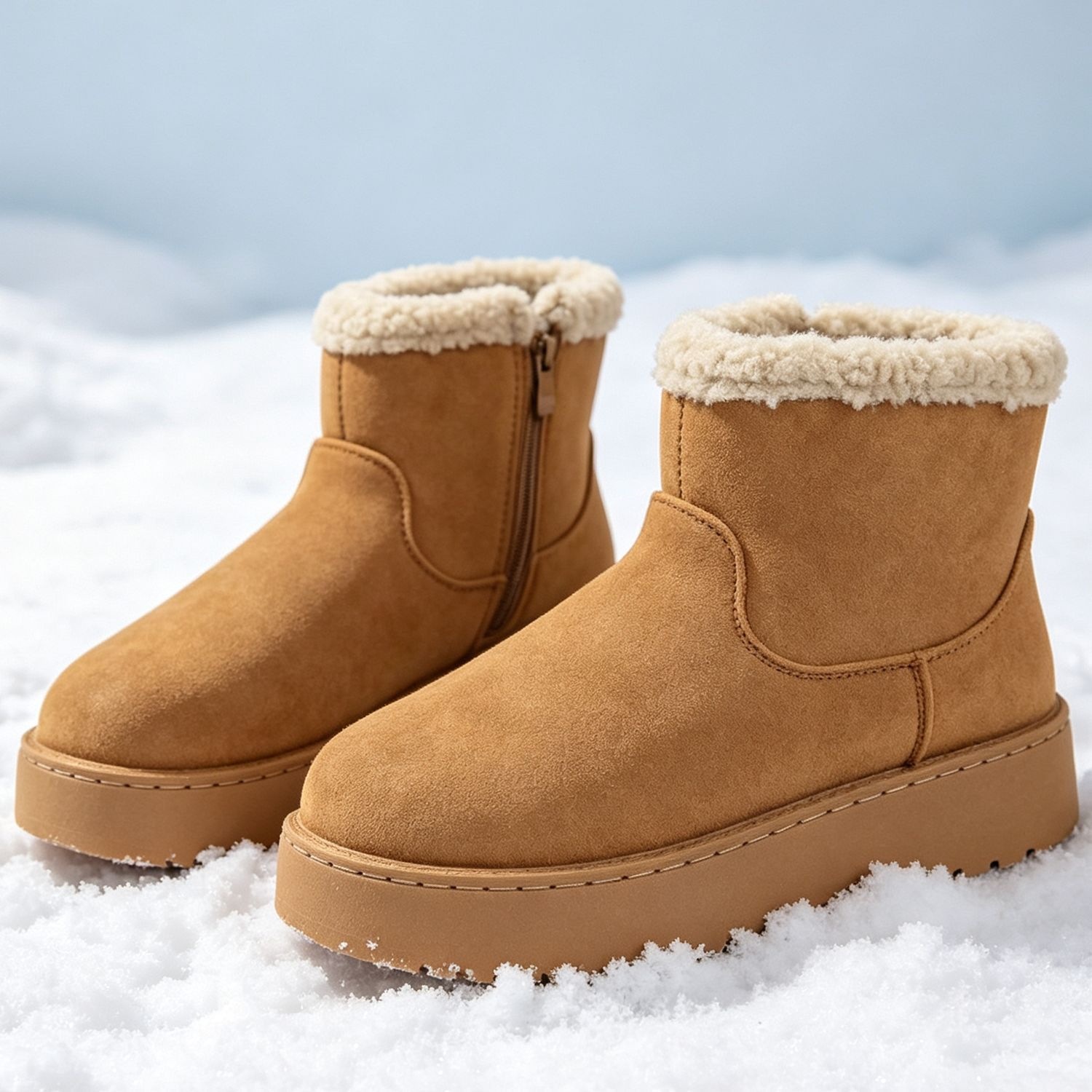 Cross-border plus-size women's snow boots 2026 autumn and winter new style, fleece-lined, thickened, warm, retro side-zipper cotton shoes
