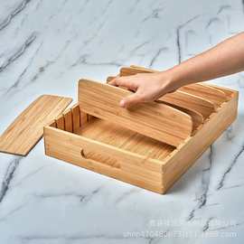 家用厨房橱柜收纳盒调料盘子竹质无盖木制分格浴室托盘毛巾收纳盒