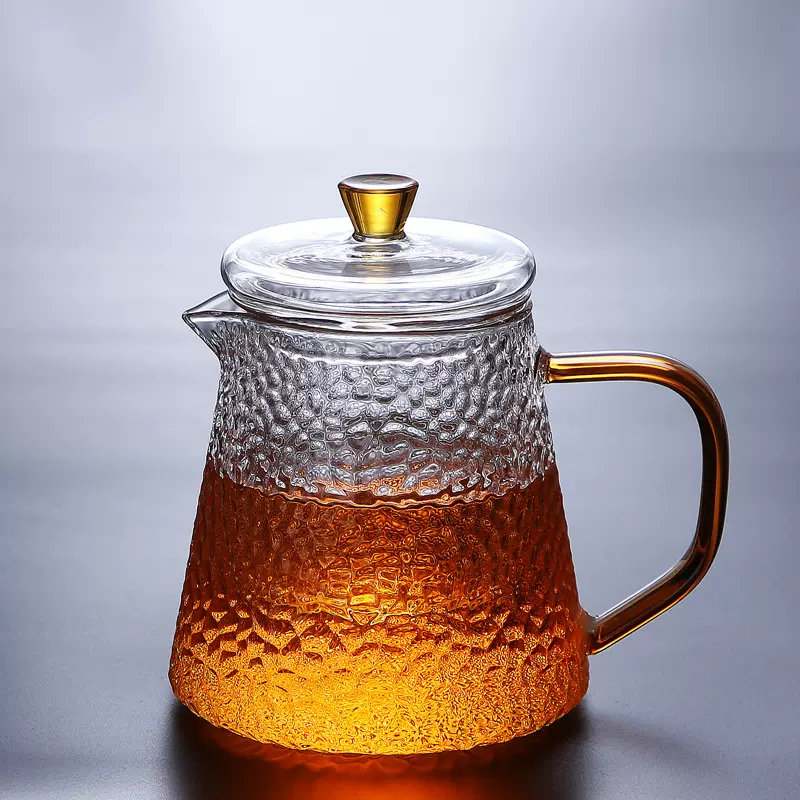 锤纹玻璃煮茶壶耐热泡花茶壶家用耐高温加厚茶水分离泡茶器茶具