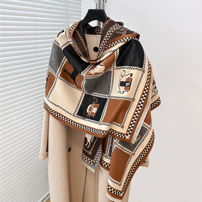 Apparel Accessories New Retro Pony Fashion Cashmere Scarf Women's Dual-use Double-sided Thickened Warm Neck Temperament Air Conditioning Shawl_voghion.com