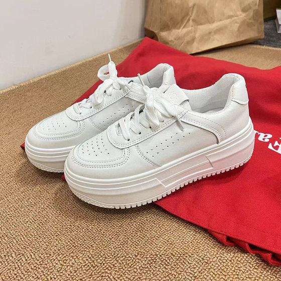 Foreign trade thick-soled small white shoes 2024 autumn new retro students increased solid color round head casual sneaker wholesale