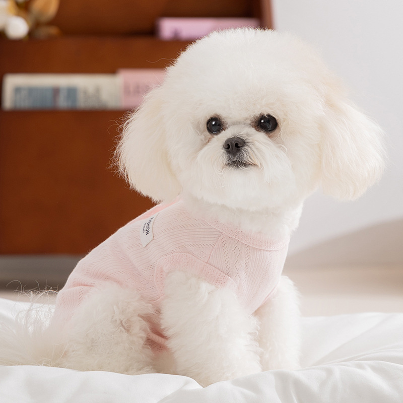Bolso del tesoro con etiqueta de tela rosa simple y de moda, panza, perro pequeño, estilo fino de verano, perro mascota, ropa de perro de corte al por mayor image 3