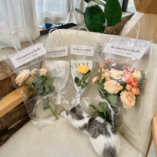 Net Red Teacher's Day flowers portable transparent bag single rose bouquet packaging material diy holiday gift packaging
