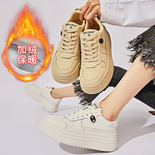 真皮小白鞋2025秋冬新款女士厚底加绒保暖板鞋女休闲百搭鞋子女潮