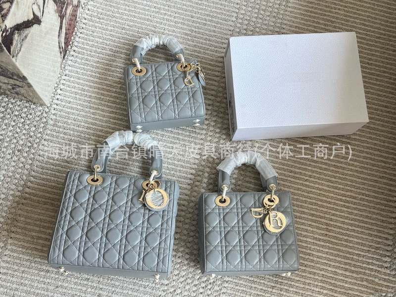 高版本D家羊皮纹戴妃三格四五格链条小方包单肩斜挎手提女包婚宴|undefined