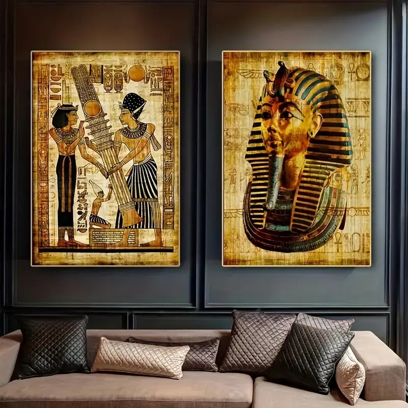 Cross-Border Amazon Retro Egyptian Canvas Art Poster Painting Core Background Bedroom Living Room Entrance Decorative Art Painting