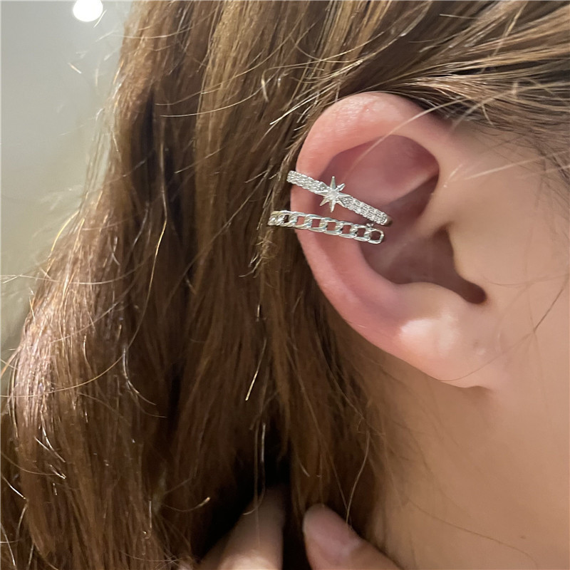 Wholesale Jewelry Hollow Star Micro Inlaid Ear Bone Clip Nihaojewelry display picture 3