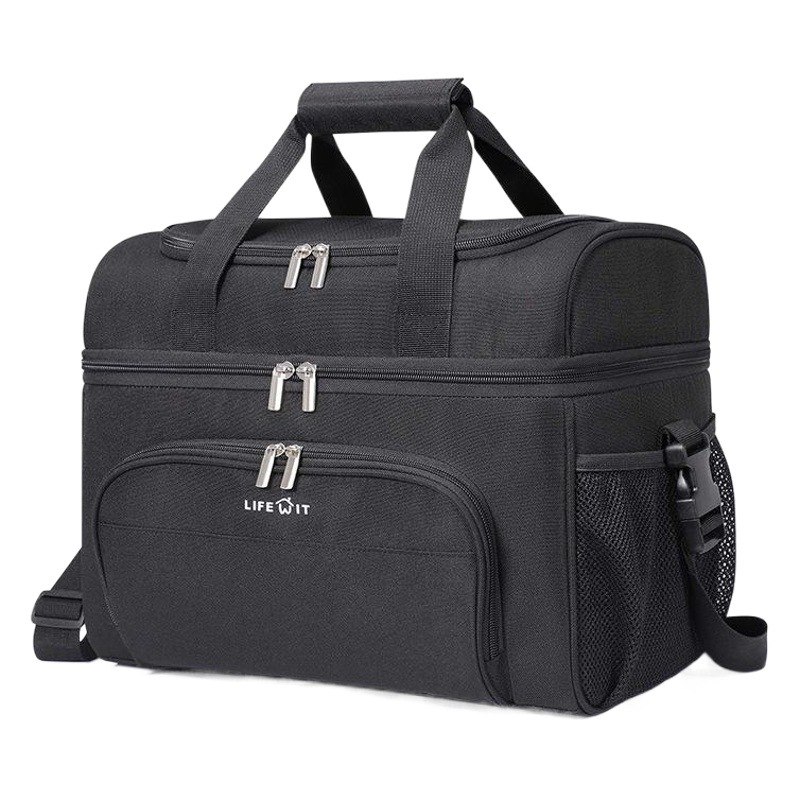 Bolsa de comida personalizada, bolsa de hombro, bolsa de picnic portátil de doble capa para mantener la frescura y el frío, bolsa de picnic aislada para exteriores de gran capacidad.