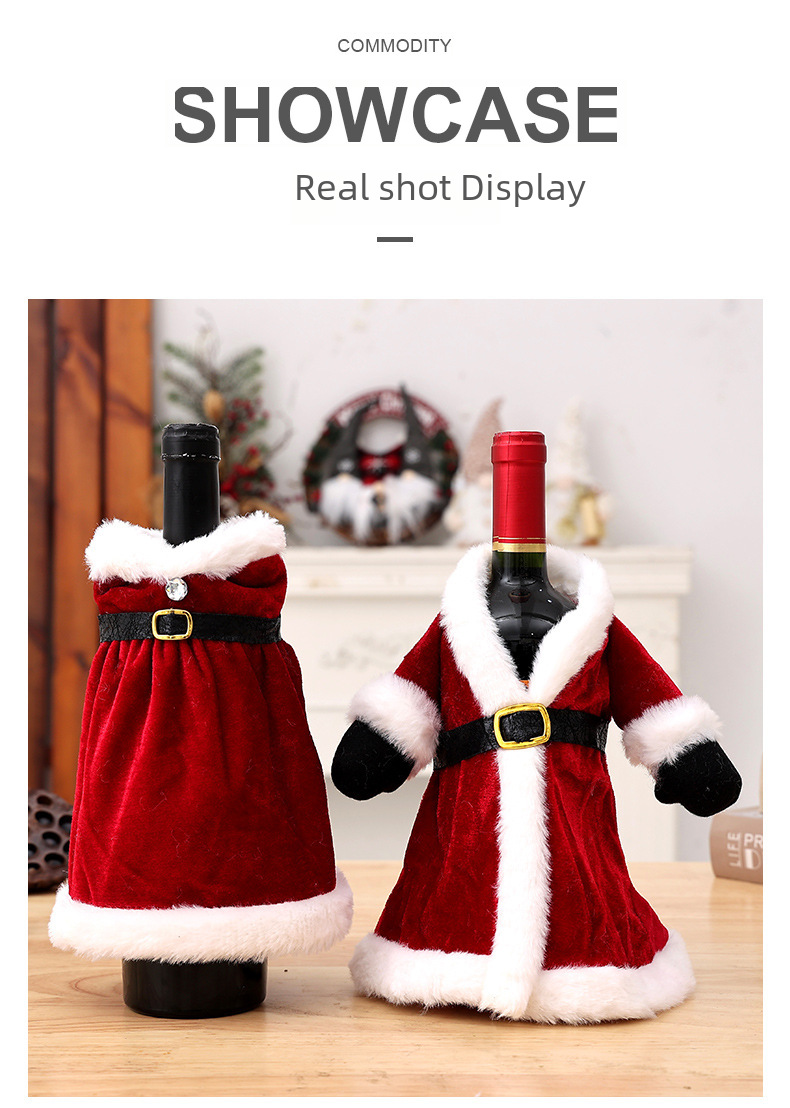 Décorations de Noël transfrontalières neuves Robe Robe Ensemble de bouteilles de vin Ensemble de vin de Noël créatif Décoration de table à manger à domicile_voghion.com