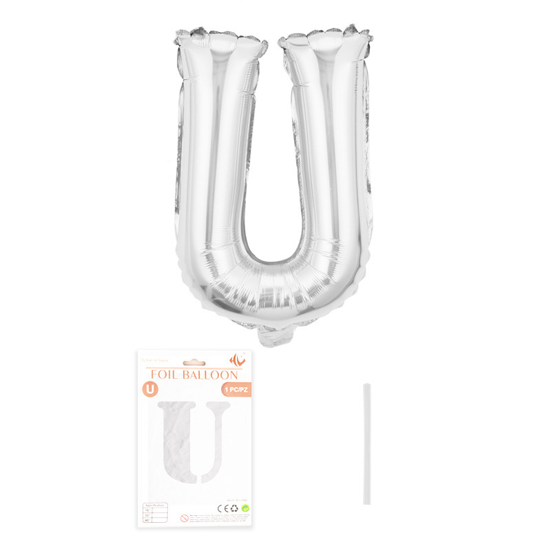 16 pulgadas alfabeto inglés tarjeta de papel independiente embalaje película de aluminio globo decoración de fiesta de cumpleaños diseño papel de aluminio globo al por mayor