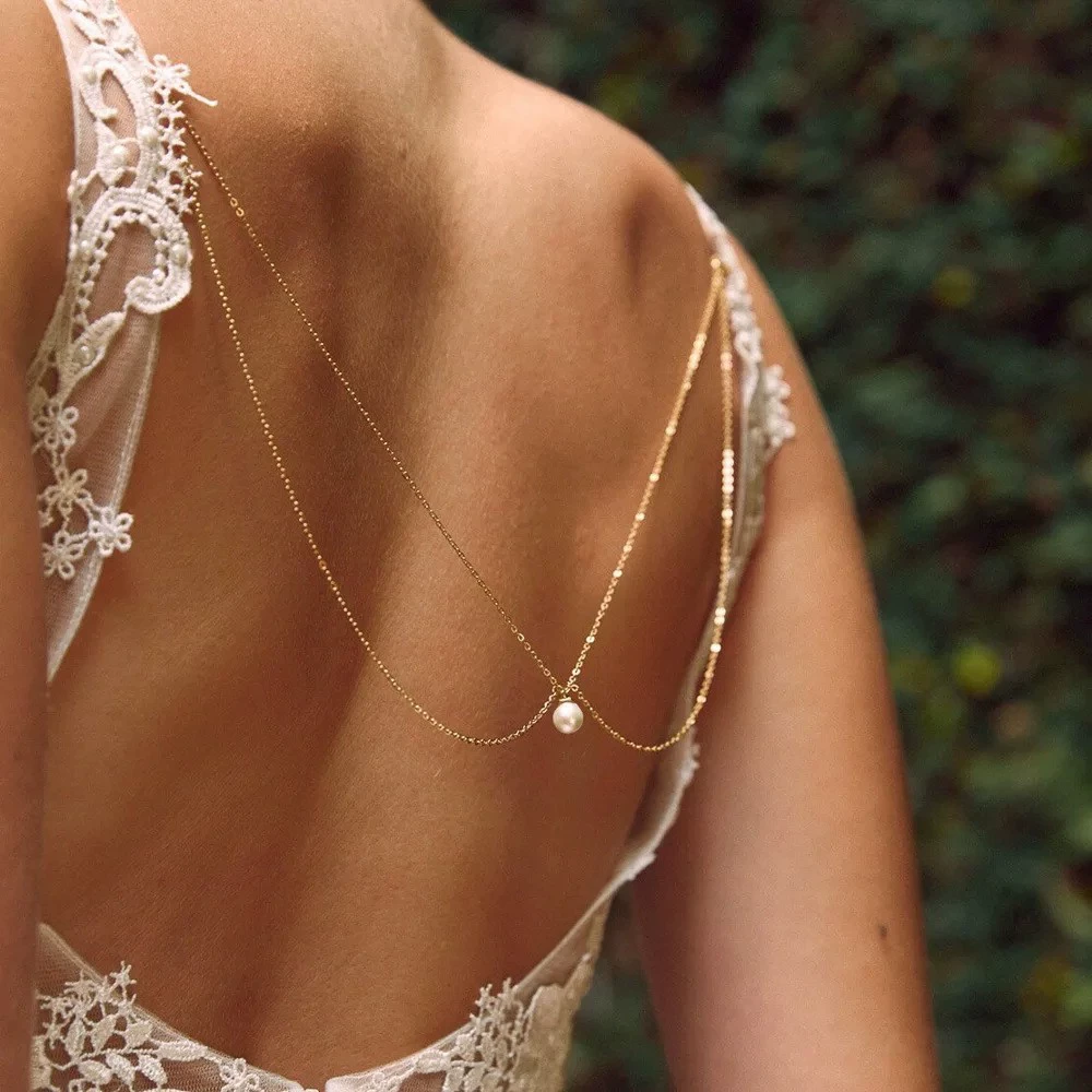 Трансграничные горячие продажи новый простой имитационный жемчуг обратная цепочка нишевые дизайн модный изысканный темперамент дикий body chain