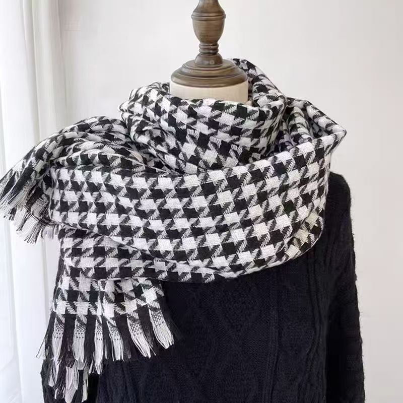 Invierno nuevo bufandas a cuadros de cachemira suave pegajosa flange collar retro grueso calentamiento al por mayor