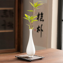 陶瓷白瓷瓶纯白观音玉净瓶简约中式花瓶家居摆件插花水培素色花瓶