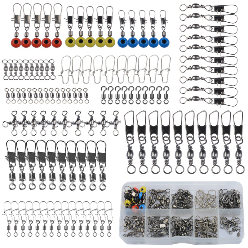 115 Pieces Fishing Connector Swivel Box Ball Bearing Swivel Sea Bean Perch Trout Sea Water Fresh Water Cross Border