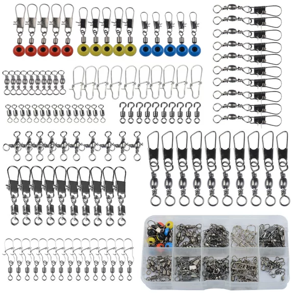115 Pieces Fishing Connector Swivel Box Ball Bearing Swivel Sea Bean Perch Trout Sea Water Fresh Water Cross Border