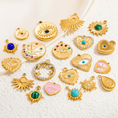 クロスボーダーステンレス鋼ジュエリーアクセサリー 18 k ゴールド手作り DIY 悪魔の目ペンダントニッチ色保持アクセサリー女性のための
