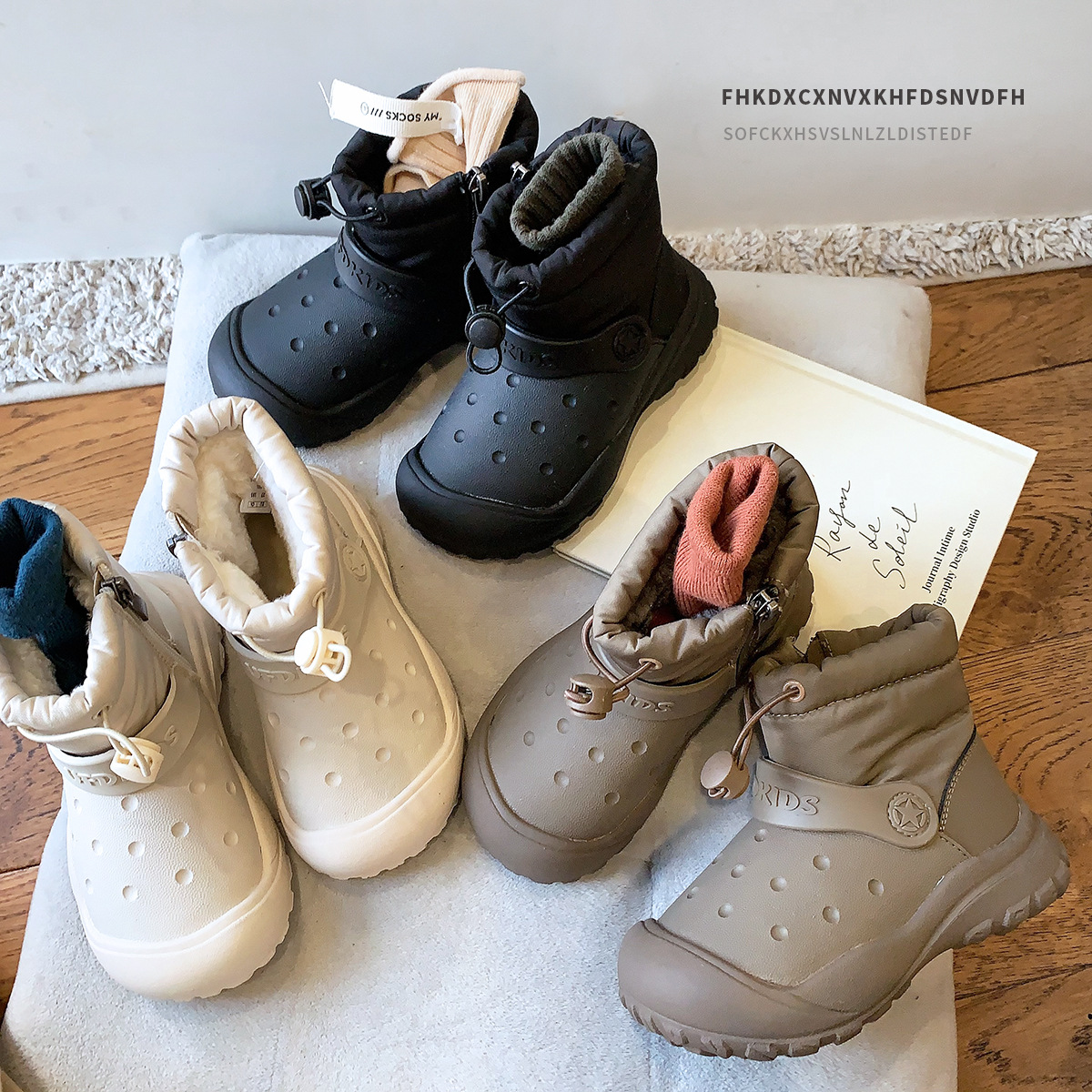 韩版个性冬季童鞋小童防水儿童雪地靴加绒加厚男童女童户外靴子