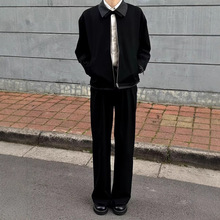 外套男2025春秋韩版轻熟风男装宽松短款纯色翻领休闲夹克潮牌褂子