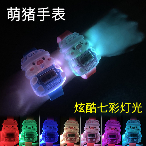 Music Watch Colorful Glowing Cute Cartoon Children Electronic Watch Toy Primary School Kindergarten Gift Wholesale