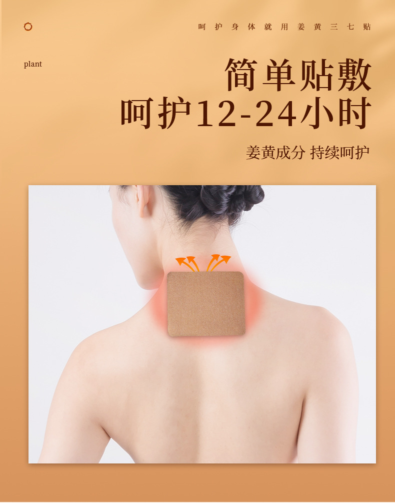 Turmeric Sanqi Herbal Patch with Ginger and Mugwort Warming Topical Support for Knees Neck and Shoulders 20 Patches per Box quality and texture