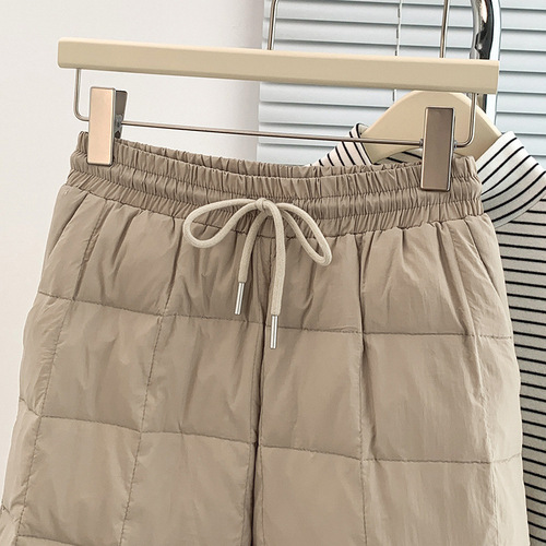 Women's winter new loose casual down-filled trousers with drawstring, thin and thick, warm and long
