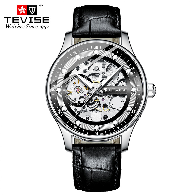 TEVISE teweys reloj mecánico hueco de los hombres de la correa de reloj de moda impermeable de los hombres reloj mecánico T836D
