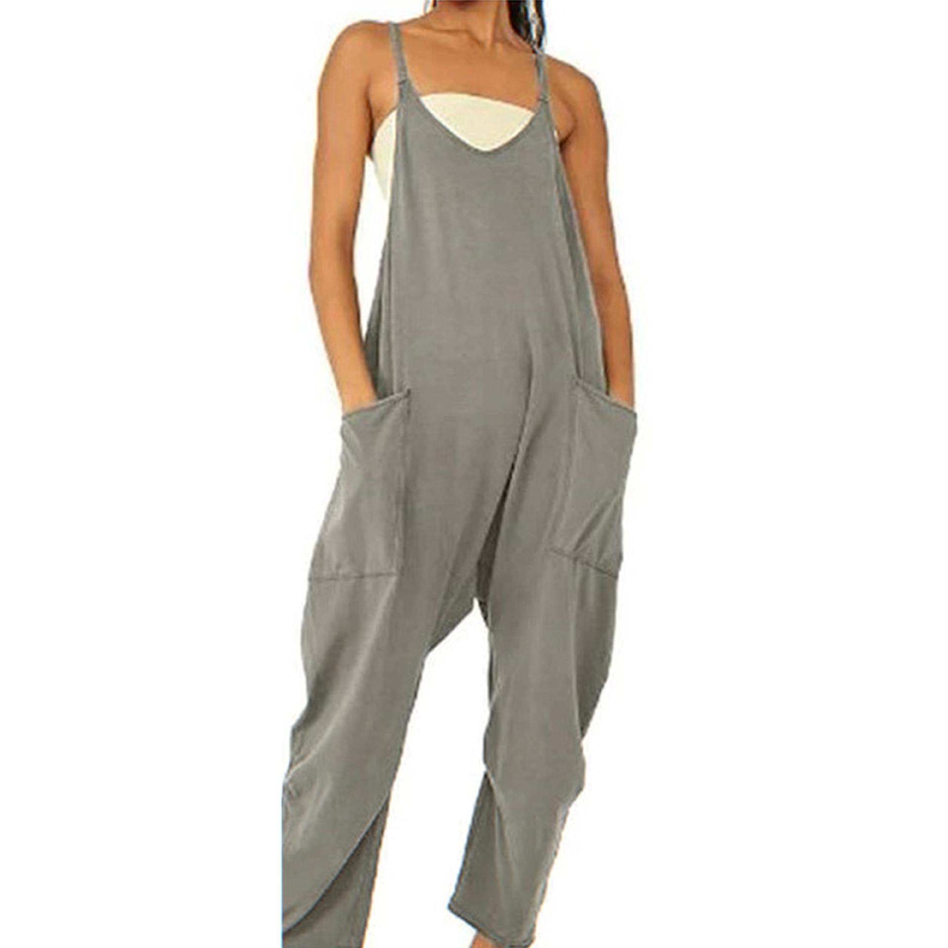 2022 mujeres europeas y americanas ropa Amazon tamaño estación independiente popular color sólido cremallera parche bolsa Sling jumpsuit grasa cadera Pantalones
