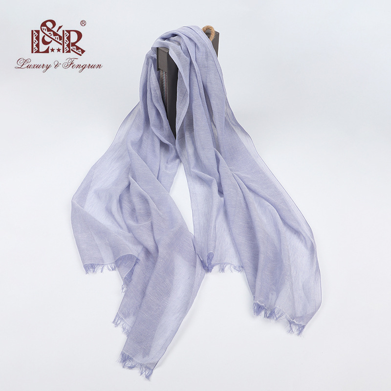 春夏轻薄棉麻纯色素色自然纤维女围巾春夏新厂家发货2021|ru