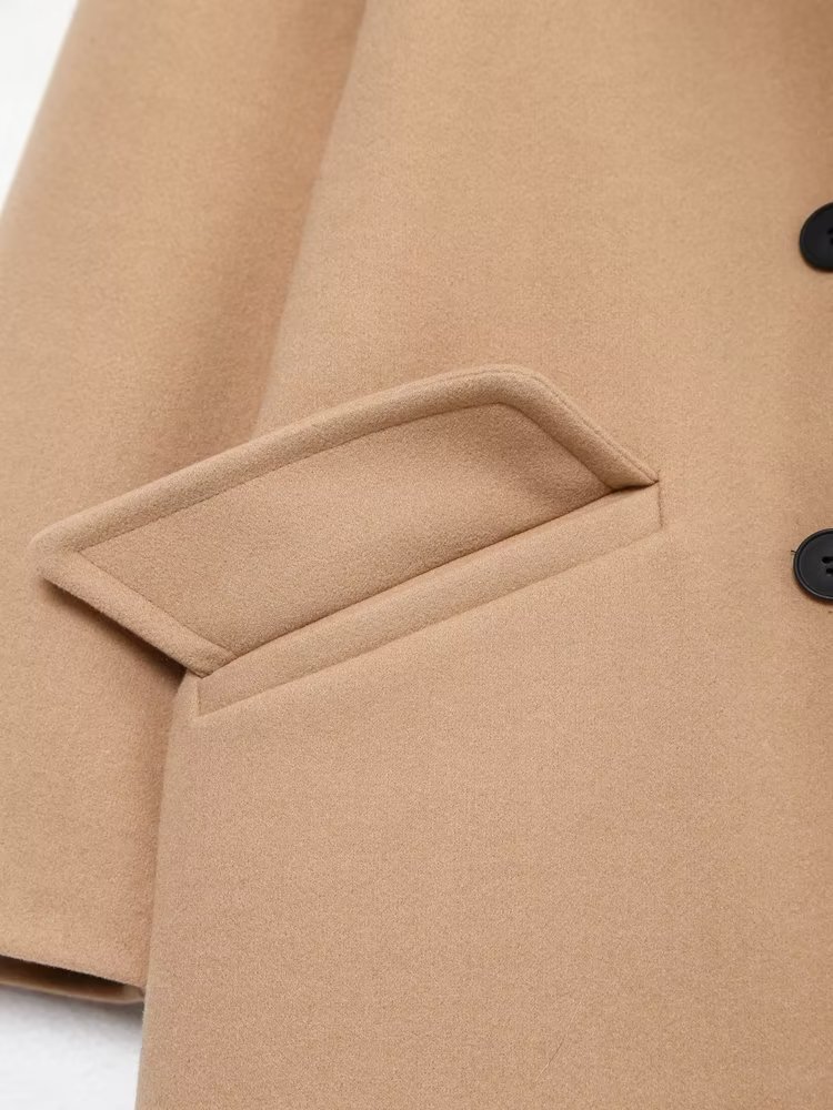 Women Autumn Winter Thick Long Coats Vintage V Neck Long Sleeve Pockets Jackets Fashion 2023 Elegant Female Coats_voghion.com