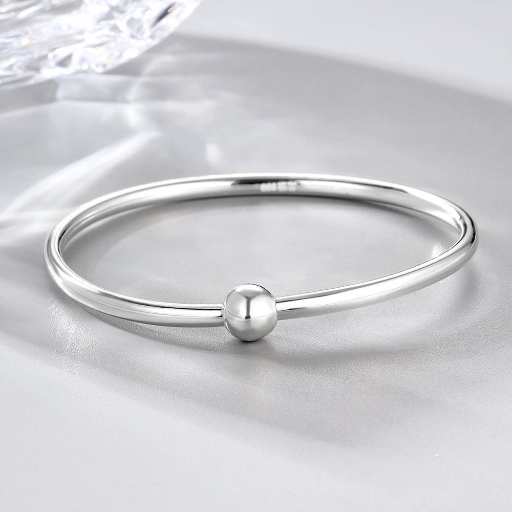 INS nicho estilo simple joyería s925 plata esterlina anillo liso tornillo pulsera elegante personalidad moda ronda pulsera de cuentas para las mujeres