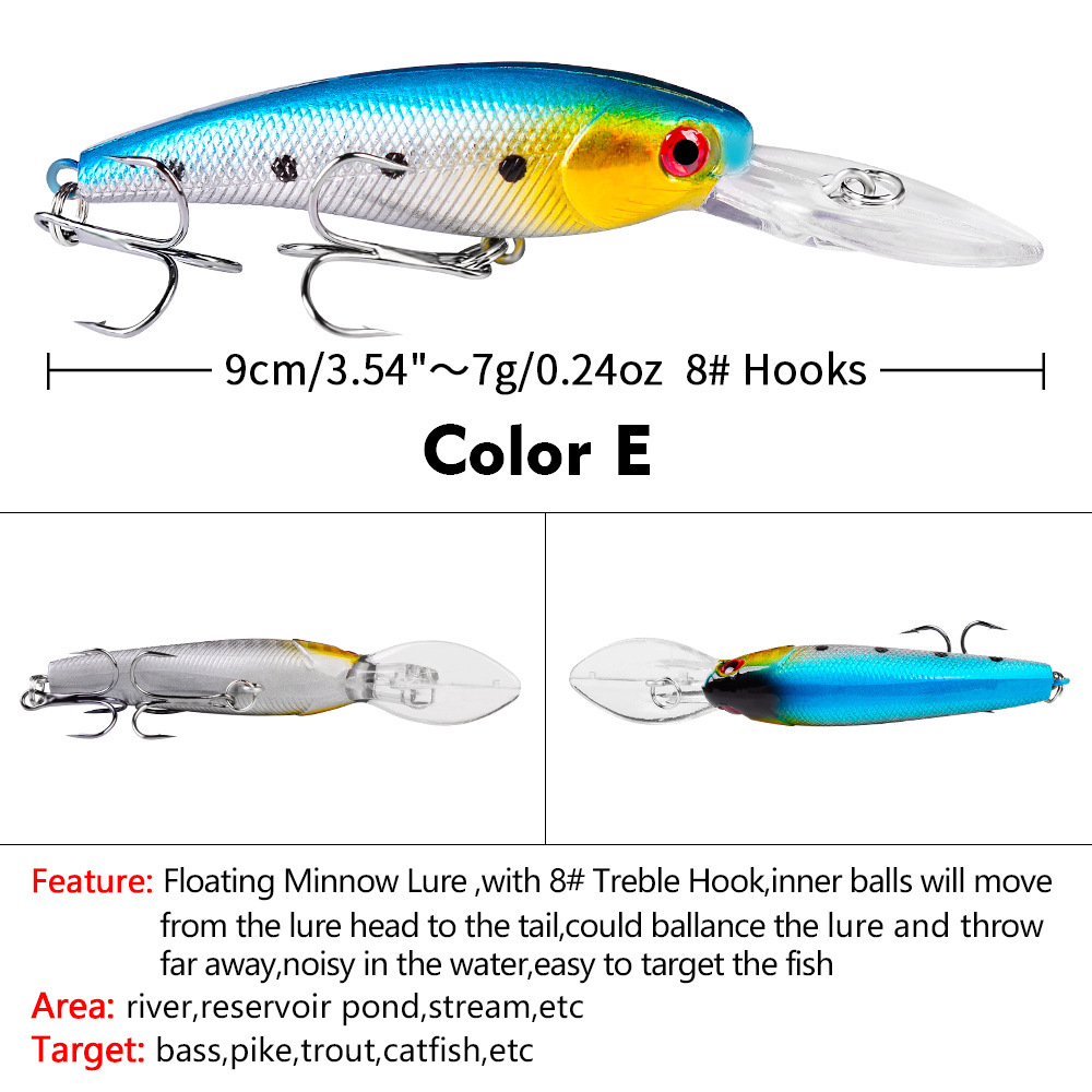 Sinking Minnow Fishing Lures  Haed Baits Fresh Water Bass Swimbait Tackle Gear