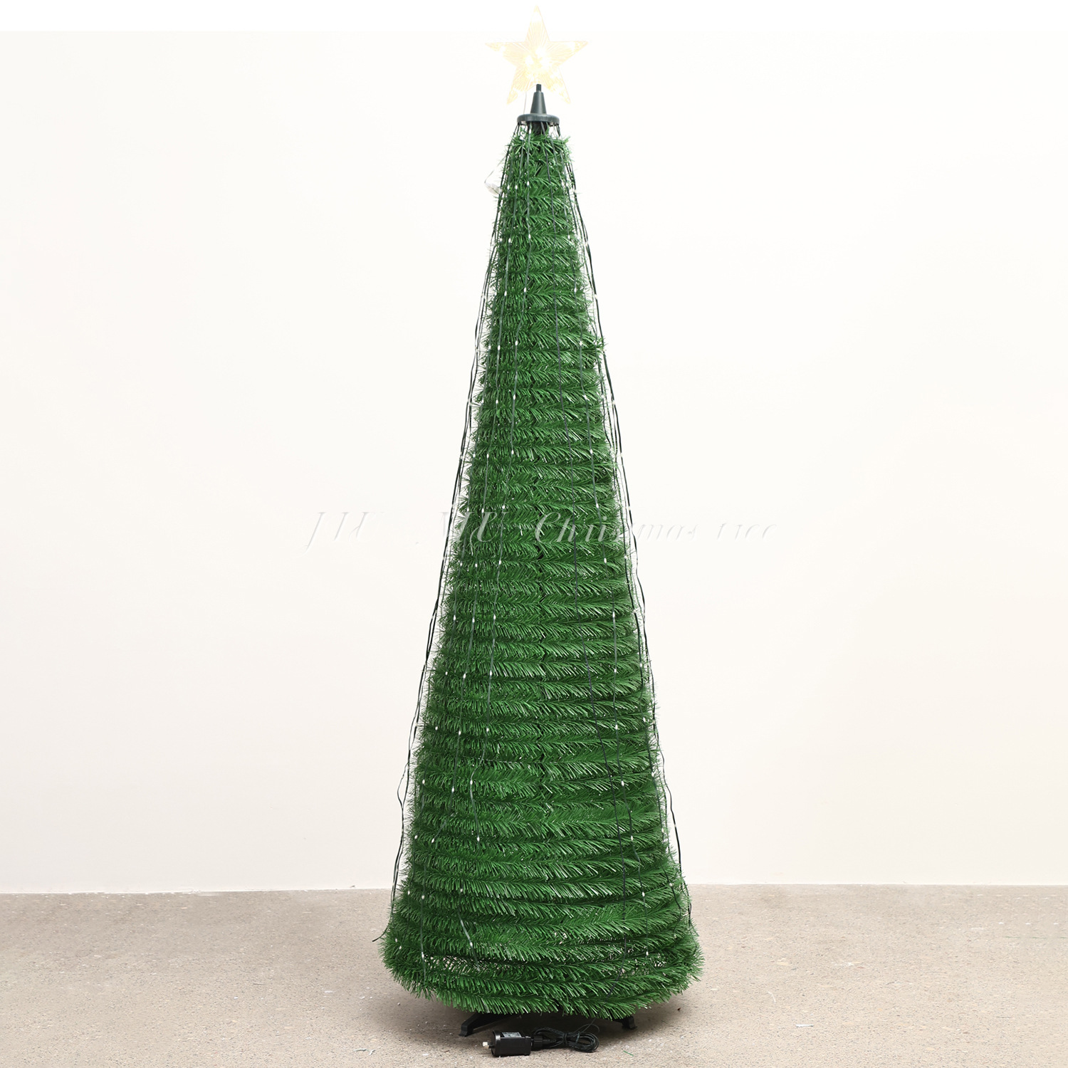 2026 nuevo producto transfronterizo plegable ecológico PVC con luz verde árbol de Navidad árbol de decoración de Navidad