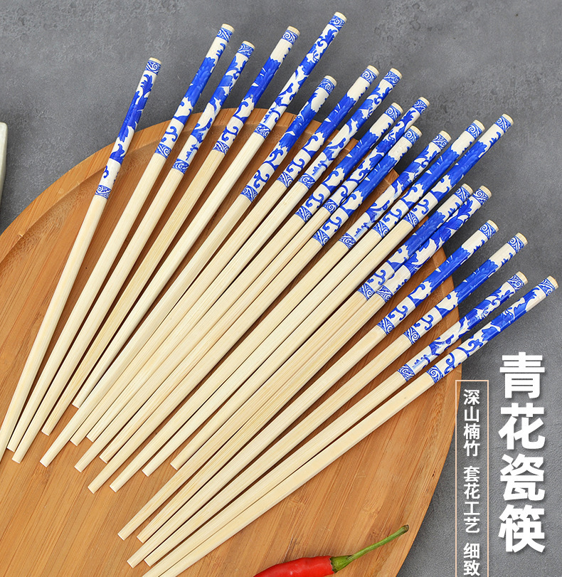 厂家批发青花瓷筷套花筷 opp单双包装竹筷 一次性外卖餐包筷国潮-阿里巴巴