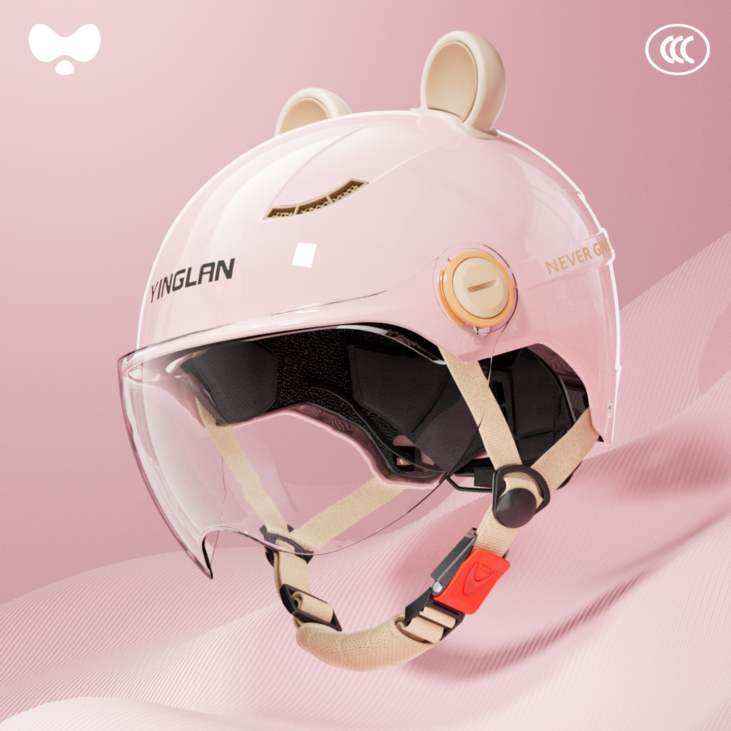 Motosiklet kaskı (dəbilqə): Universal Women's 3C Certified - 3c-cherry-blossom-pink-hd-short-mirror-class-a-new-national-standard