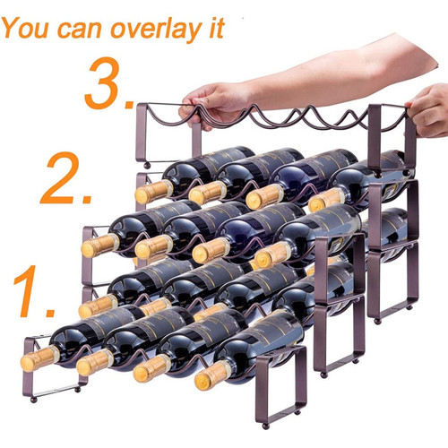 Red wine rack iron ornaments wine bottle rack can be stacked wine rack European wine rack iron wire creative wine cabinet display rack
