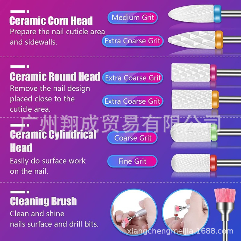 Amazon Venta caliente 30 uñas pulido cabezas traje removedor de uñas piel muerta pulido Herramientas de limpieza uñas Emery