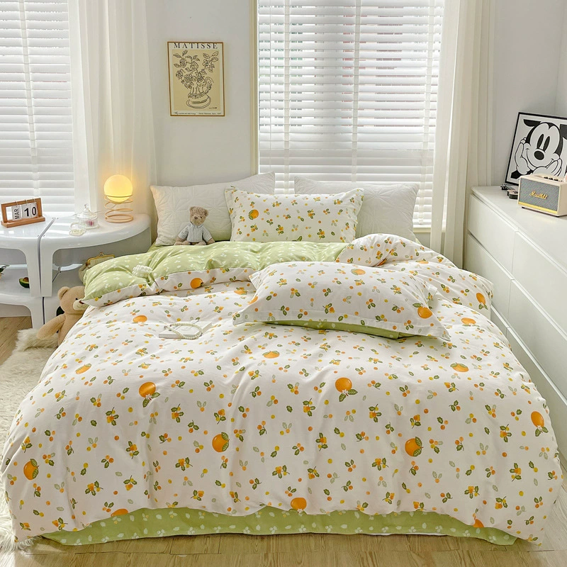 Небольшой Цветочный комплект из четырех предметов в японском стиле, хлопковое постельное белье из 4 предметов в пасторальном стиле, простыня, двойное пододеяльник
