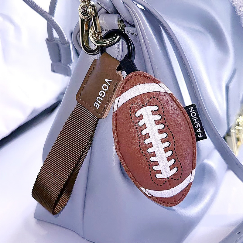 American Football Leather Pendant Manufacturer European and American Women's Bags Car Pendant Cartoon Ball Series Keychain