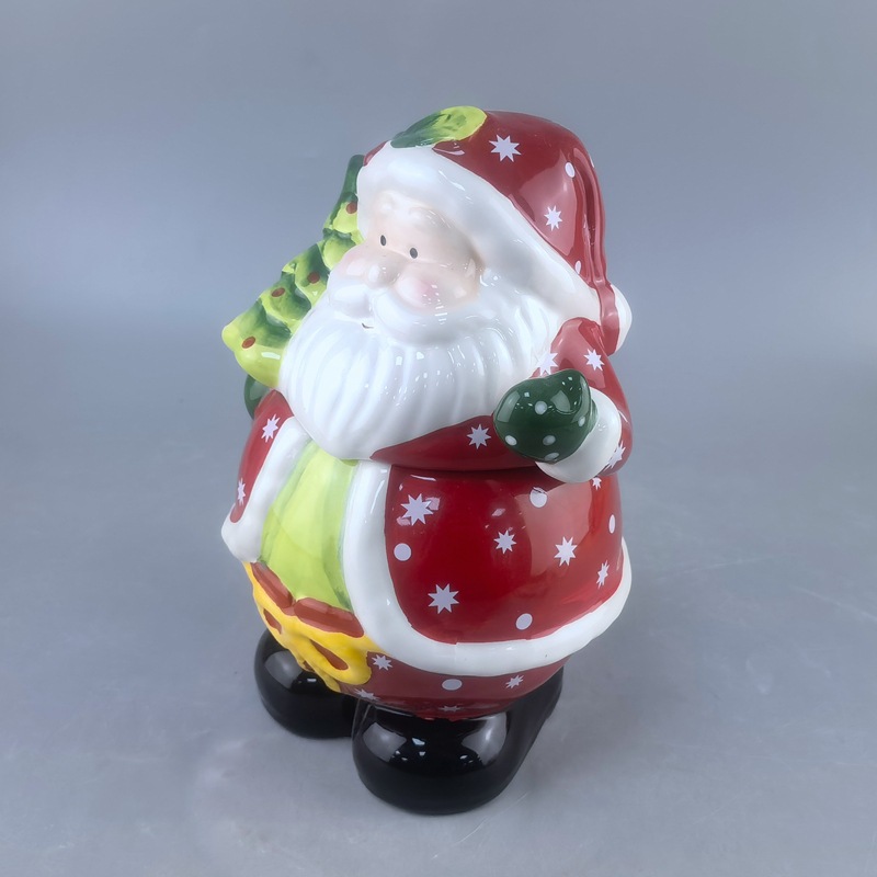 Navidad de cerámica de galletas viejos latas de sellado pintadas de turquesa para el hogar artículos de cocina de cerámica tanque con tapa