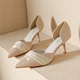 8188-6 Fashion Pointed High Heels Shallow Elegant Pleated Thin Heels Women's Shoes Banquet Sexy Hollow Single Shoes