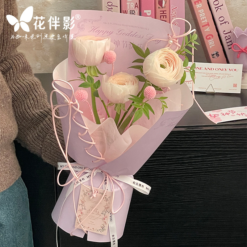 花伴影女神限定系列包装纸新款网红创意丝带蝴蝶结包花纸花店资材