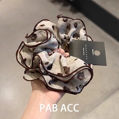 レトロで絶妙でハイエンドの韓国の多層シフォンプリント耳付きソーセージリング弾性ポニーテールヘアゴム